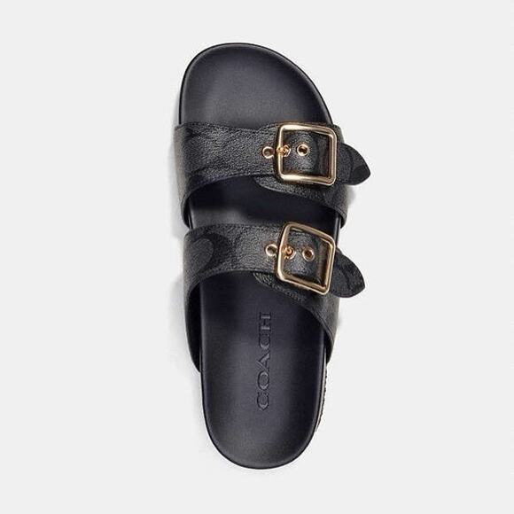 NEW COACH Allanah Slide Sandal In Signature Canvas Women's Black CK412 us 10 - Picture 8 of 10